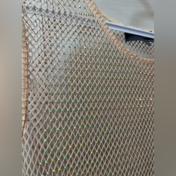 Sunday in Brooklyn mesh rhinestone women’s top stretchy shiny size xl - Picture 3 of 9